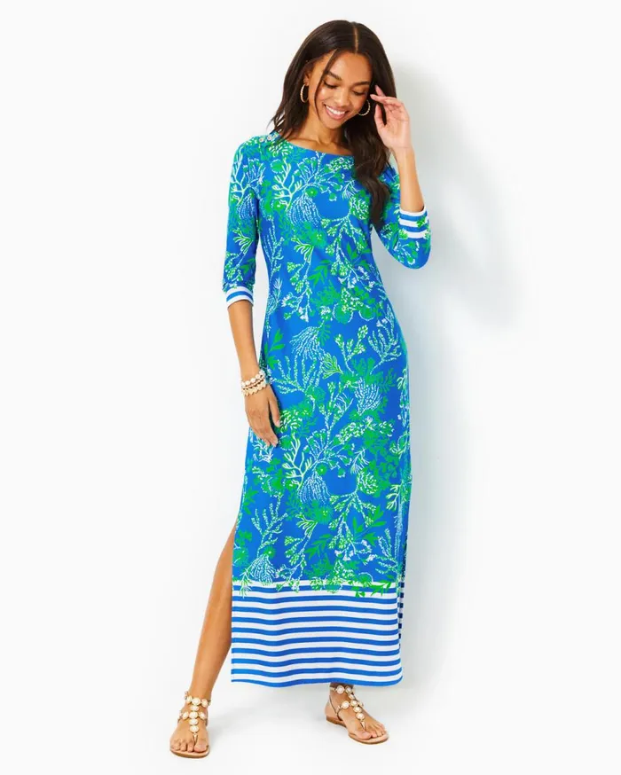 Women Lilly Pulitzer Dresses UPF 50 ChillyLilly Seralina Maxi Dress Briny Blue A Bit Salty Engineered Chillylilly Women Lilly Pulitzer Dresses UPF 50 ChillyLilly Seralina Maxi Dress Briny Blue A Bit Salty Engineered Chillylilly