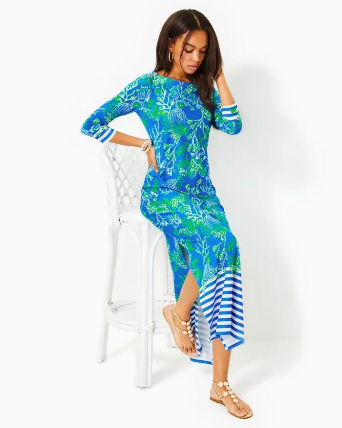 Women Lilly Pulitzer Dresses UPF 50 ChillyLilly Seralina Maxi Dress Briny Blue A Bit Salty Engineered Chillylilly Women Lilly Pulitzer Dresses UPF 50 ChillyLilly Seralina Maxi Dress Briny Blue A Bit Salty Engineered Chillylilly