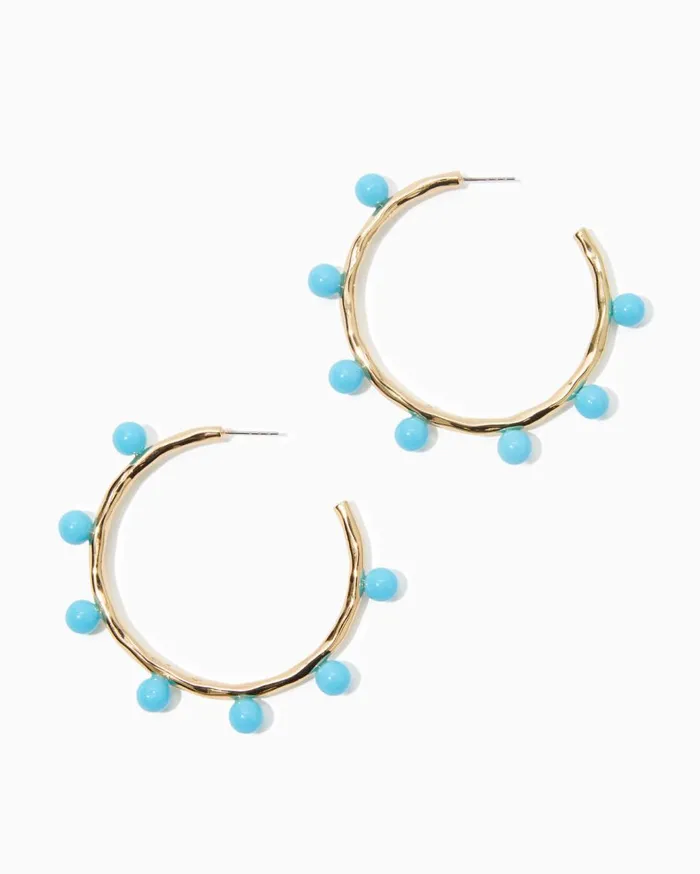 Women Lilly Pulitzer Jewelry Wave N Sea Hoop Earrings Las Olas Aqua