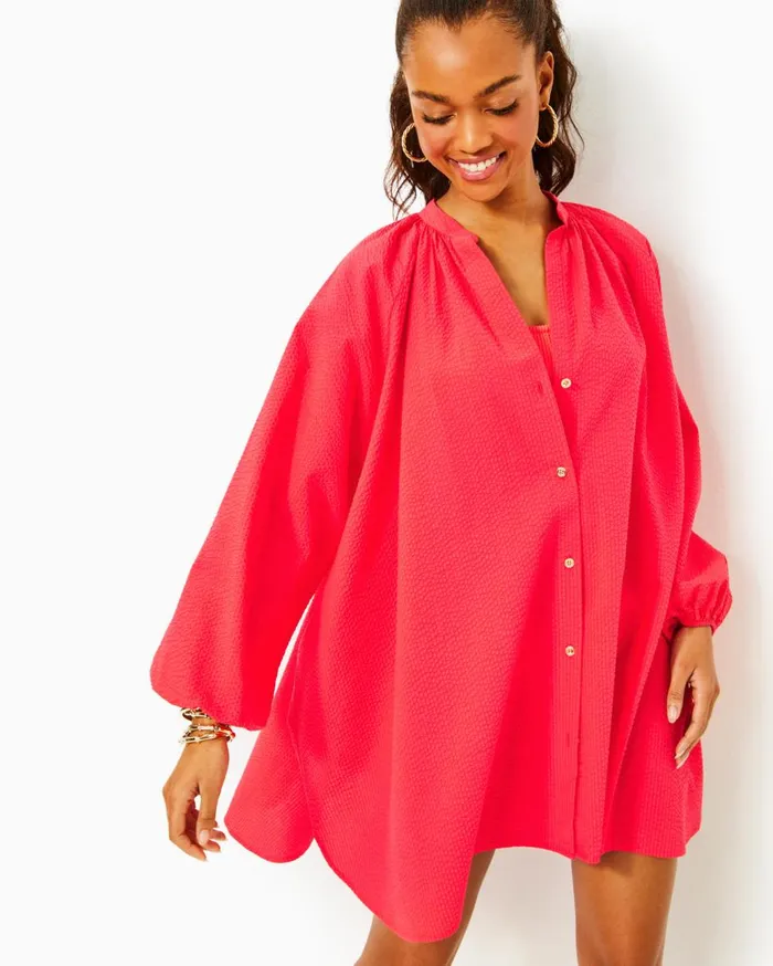 Women Lilly Pulitzer Swim Andrae CoverUp Mizner Red