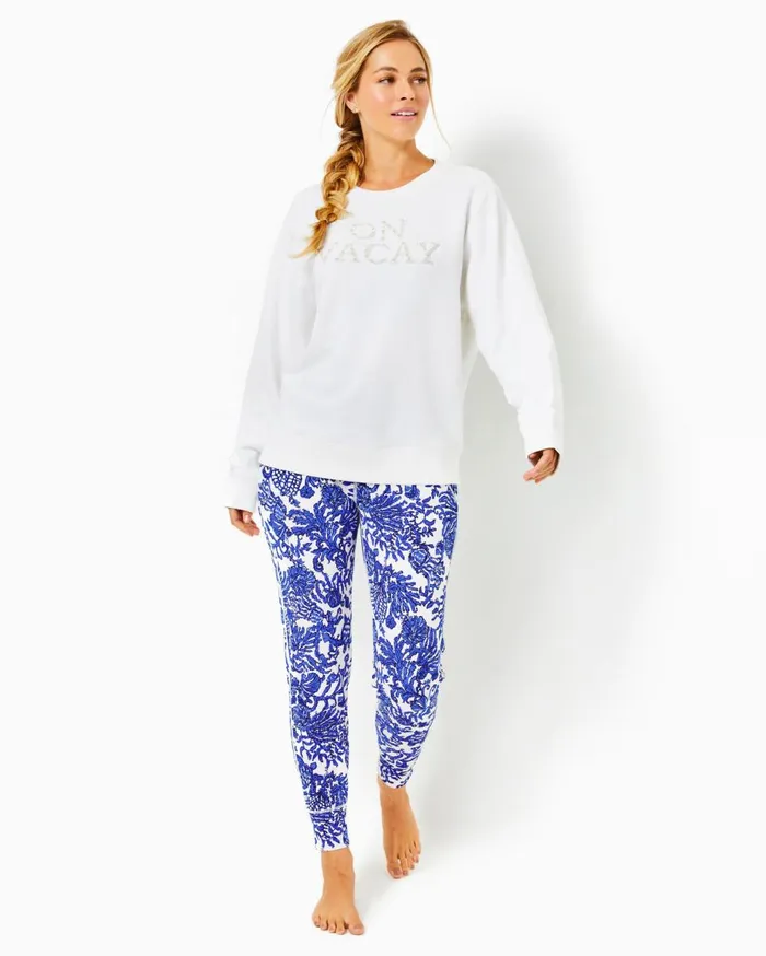 Women Lilly Pulitzer Tops Ballad Cotton Sweatshirt Lunar Blue Crab Embellishment Women Lilly Pulitzer Tops Ballad Cotton Sweatshirt Lunar Blue Crab Embellishment