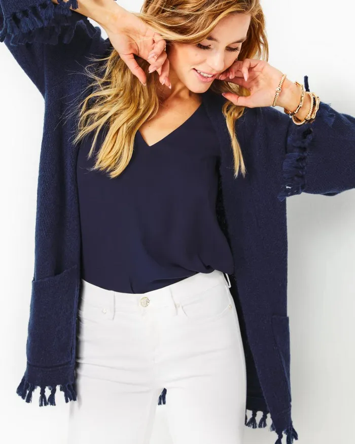 Women Lilly Pulitzer Tops Lewiston Cardigan Low Tide Navy Women Lilly Pulitzer Tops Lewiston Cardigan Low Tide Navy