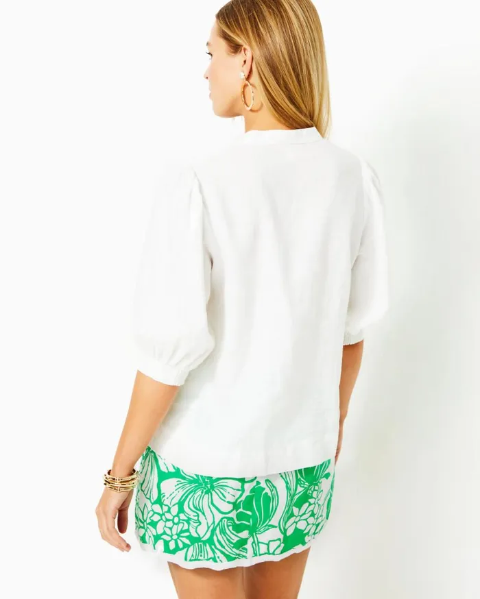 Women Lilly Pulitzer Tops Mialeigh Linen Top Resort White Women Lilly Pulitzer Tops Mialeigh Linen Top Resort White