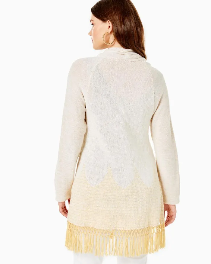 Women Lilly Pulitzer Tops Tatum Long Fringe Hem Cardigan Gold Metallic Women Lilly Pulitzer Tops Tatum Long Fringe Hem Cardigan Gold Metallic