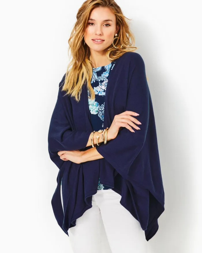 Women Lilly Pulitzer Tops Terri Sweater Wrap True Navy
