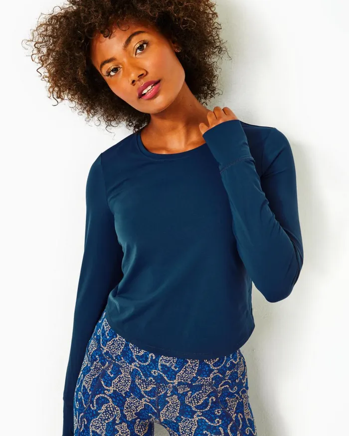Women Lilly Pulitzer Tops UPF 50 Luxletic Emerie Active Tee Evergreen
