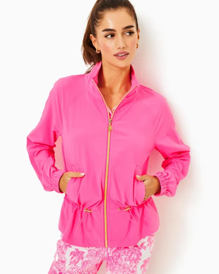Women Lilly Pulitzer Tops UPF 50 Luxletic Islanna Performance Jacket Roxie Pink Women Lilly Pulitzer Tops UPF 50 Luxletic Islanna Performance Jacket Roxie Pink