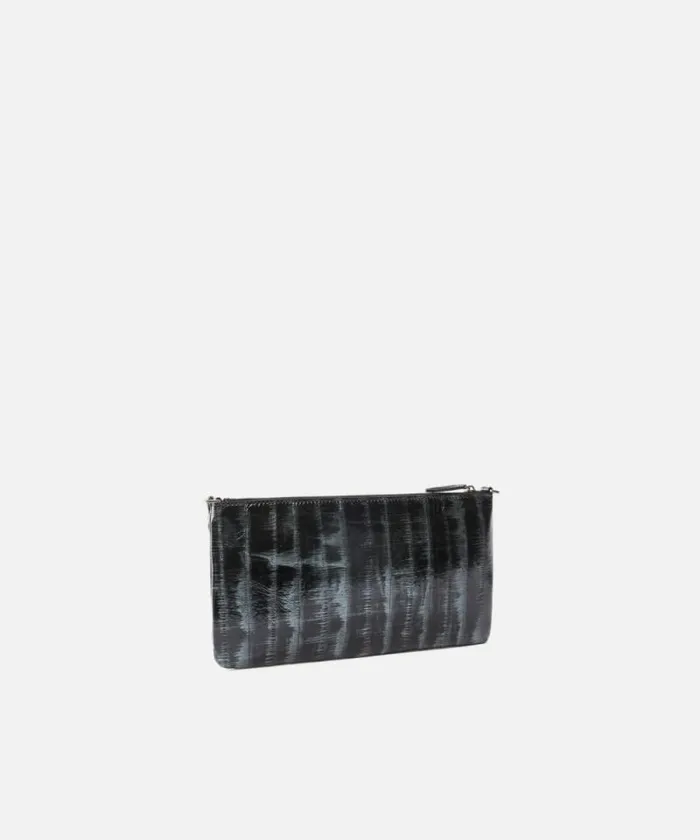Women Limited Edition Pinko PINKO Galleria Clutch Bag In Eel Skin With Shoulder Strap Silverblackold Silver Women Limited Edition Pinko PINKO Galleria Clutch Bag In Eel Skin With Shoulder Strap Silverblackold Silver