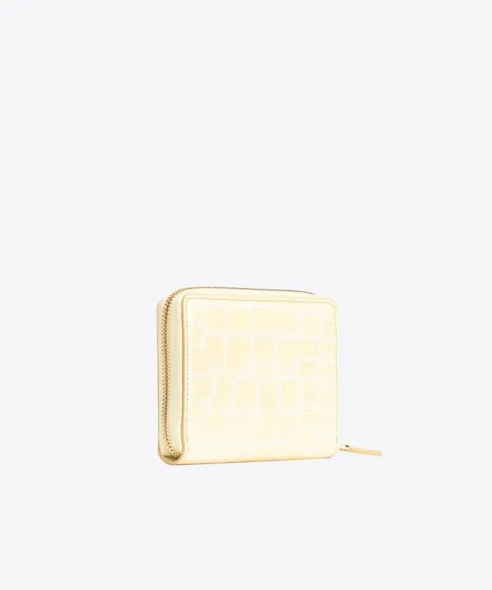 Women Limited Edition Pinko PINKO Galleria Square Ziparound Wallet In Shiny Crocprint Leather Haylightgold Women Limited Edition Pinko PINKO Galleria Square Ziparound Wallet In Shiny Crocprint Leather Haylightgold