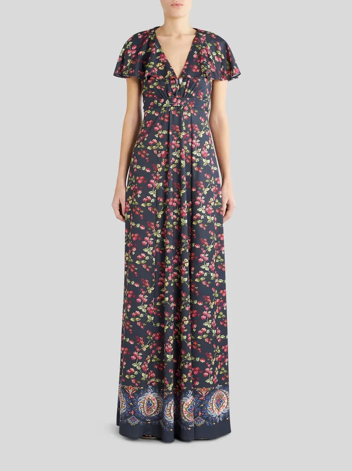 Women Long Dress With Berry Print Etro Dresses