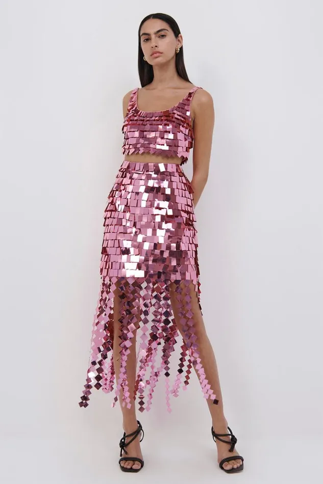 Women Lucee Sequin Midi Skirt Punch Jonathan Simkhai Pants and Bottoms