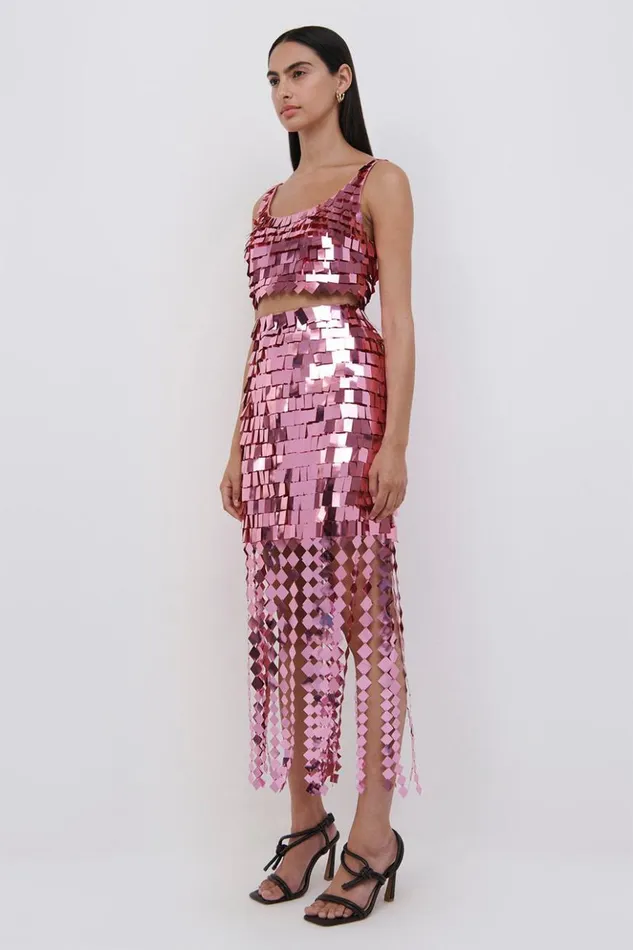 Women Lucee Sequin Midi Skirt Punch Jonathan Simkhai Pants and Bottoms