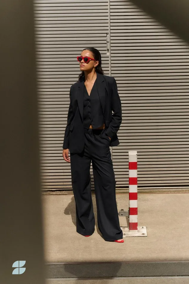Women Lynn Pinstripe Gilet Midnight Bybar Jackets