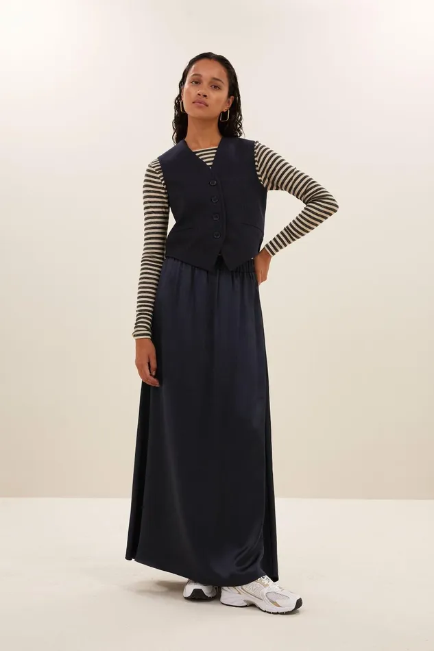 Women Lynn Pinstripe Gilet Midnight Bybar Jackets
