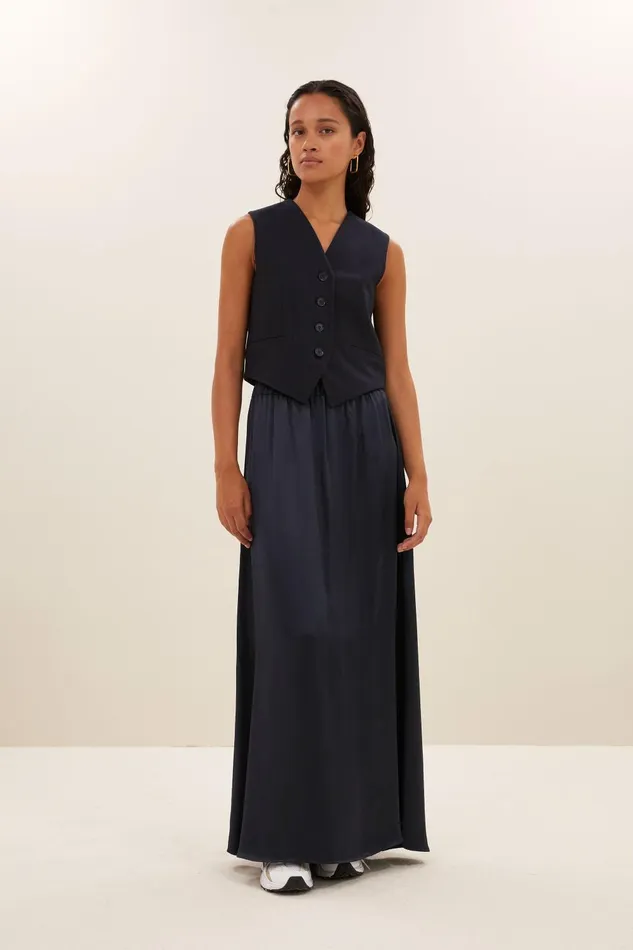 Women Lynn Pinstripe Gilet Midnight Bybar Jackets
