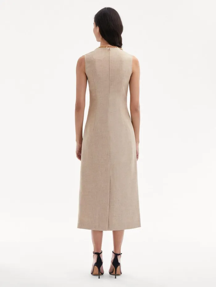 Women Marbled Carnation Canvas Pencil Dress Linen Red Oscar De La Renta Dresses Women Marbled Carnation Canvas Pencil Dress Linen Red Oscar De La Renta Dresses