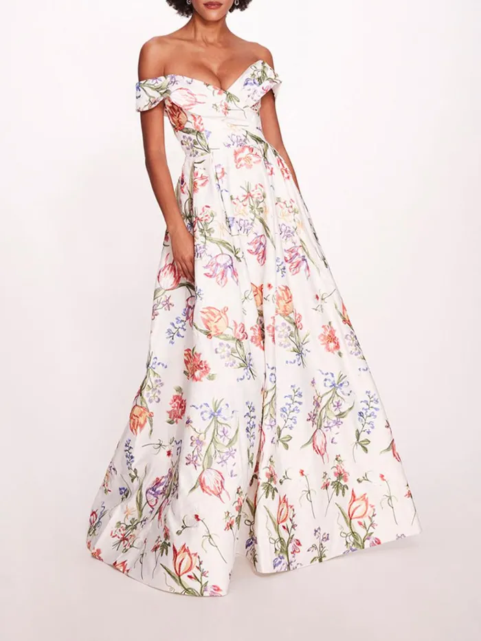 Women Marchesa Dresses Alex Gown Ivory Multi