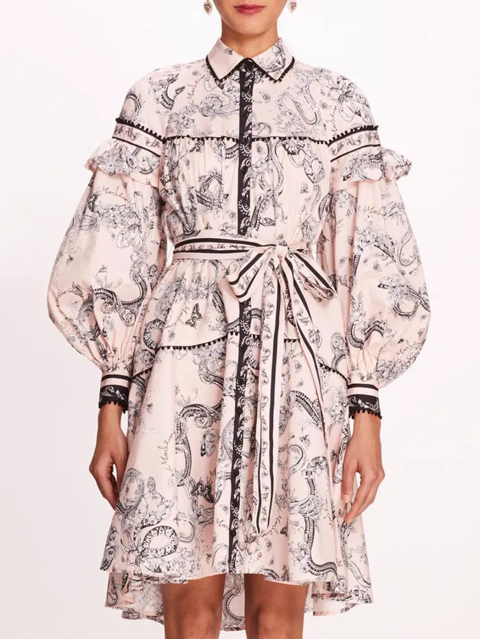 Women Marchesa Dresses Laurel Shirtdress Blush Multi Women Marchesa Dresses Laurel Shirtdress Blush Multi