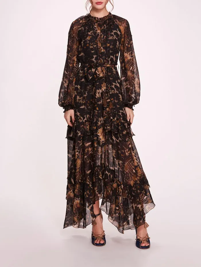 Women Marchesa Dresses Monarch Maxi Dress Black Multi