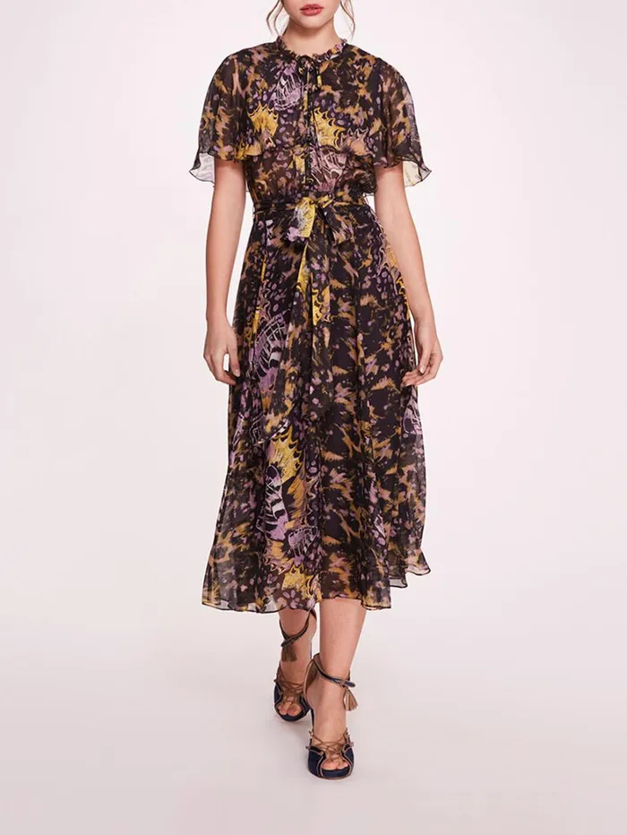 Women Marchesa Dresses Monarch Midi Dress Purple Multi