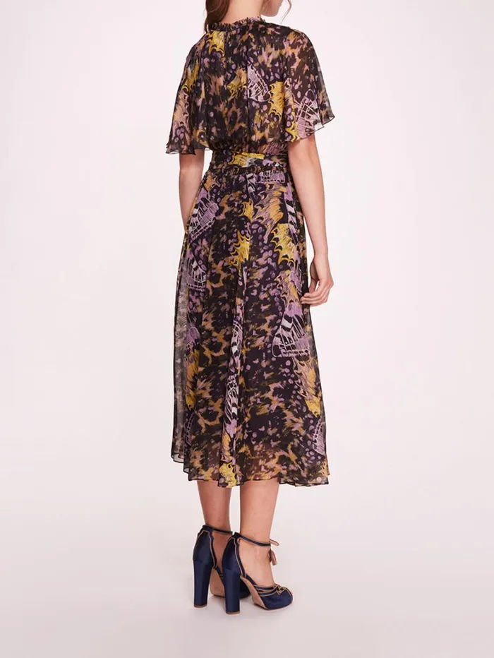 Women Marchesa Dresses Monarch Midi Dress Purple Multi