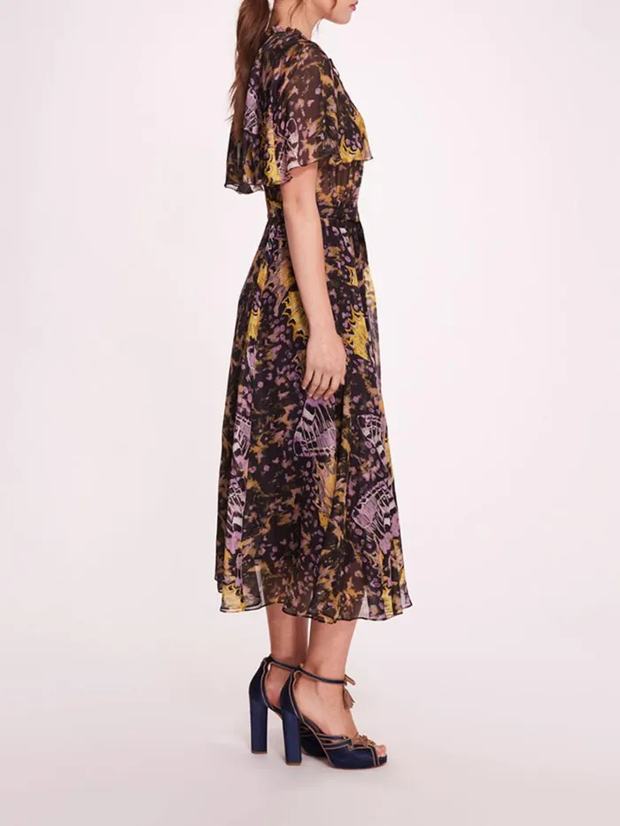 Women Marchesa Dresses Monarch Midi Dress Purple Multi