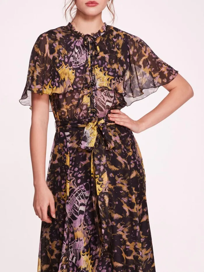 Women Marchesa Dresses Monarch Midi Dress Purple Multi
