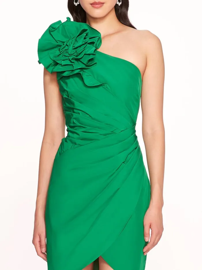 Women Marchesa Dresses One Shoulder Taffeta Mini Dress Emerald Women Marchesa Dresses One Shoulder Taffeta Mini Dress Emerald