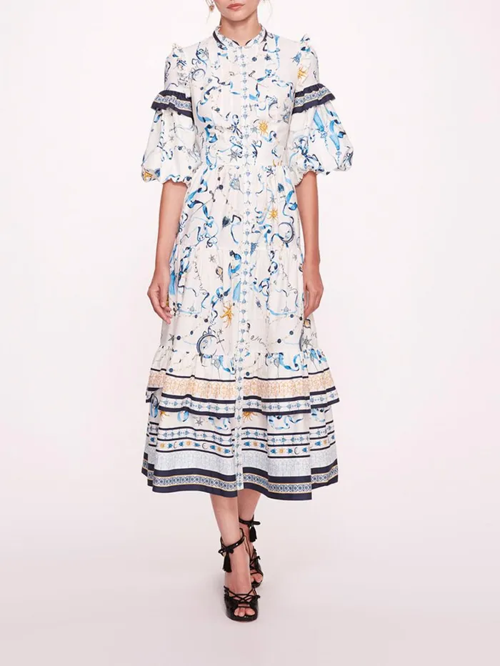 Women Marchesa Dresses Parker Blue Multi
