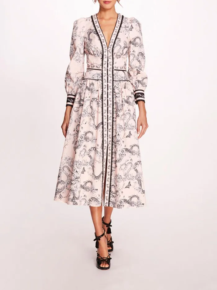 Women Marchesa Dresses Tansy Midi Dress Blush Multi