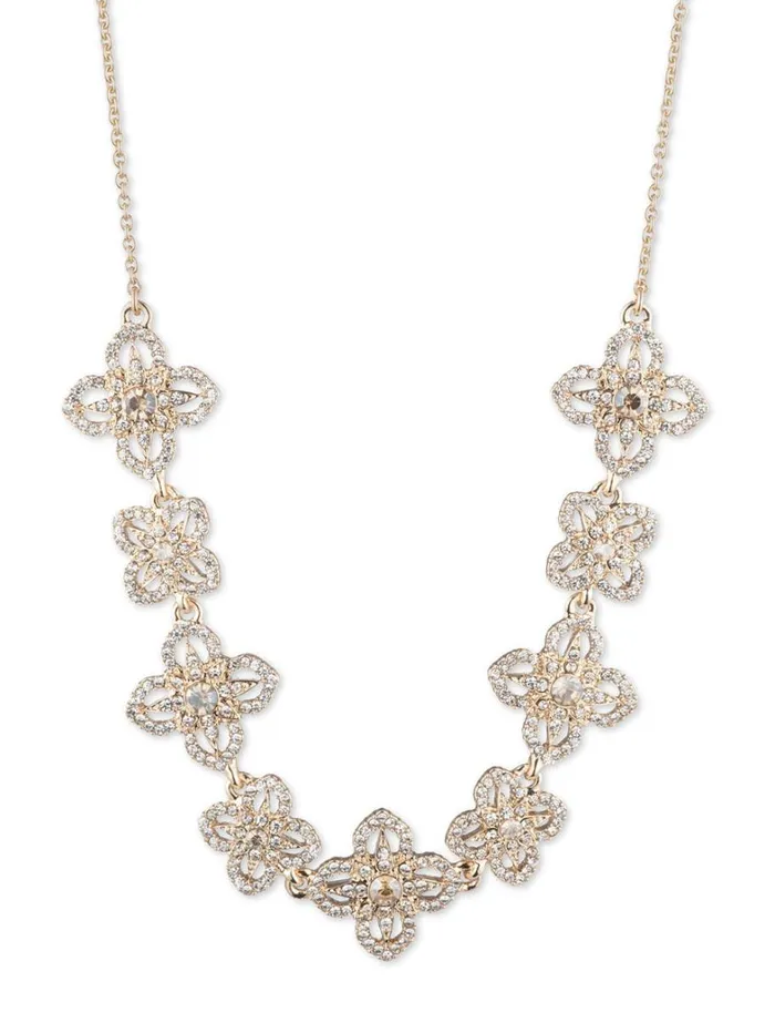 Women Marchesa Jewelry Gold Lace Floral Necklace Gold