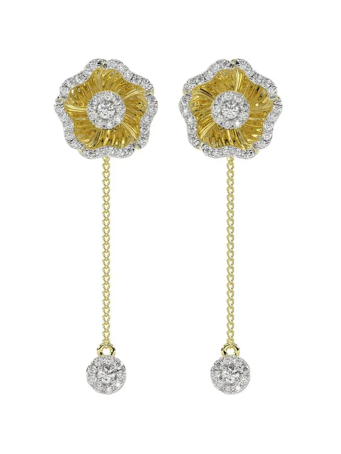 Women Marchesa Jewelry Halo Flower Rose Gold Drop Earrings Rose Gold