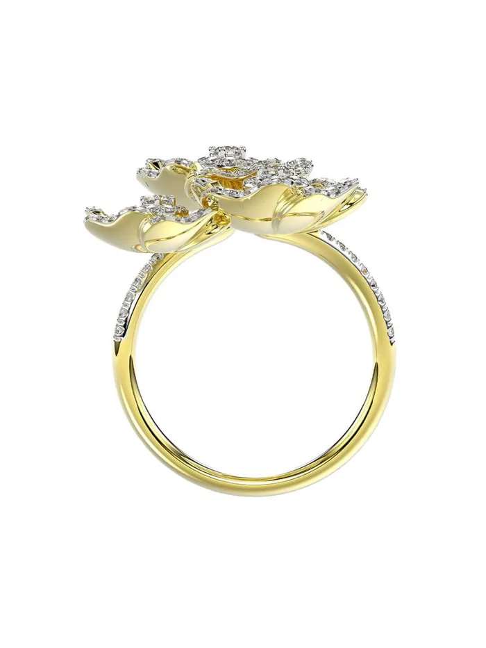 Women Marchesa Jewelry Halo Flower Yellow Gold Ring Yellow Gold Women Marchesa Jewelry Halo Flower Yellow Gold Ring Yellow Gold