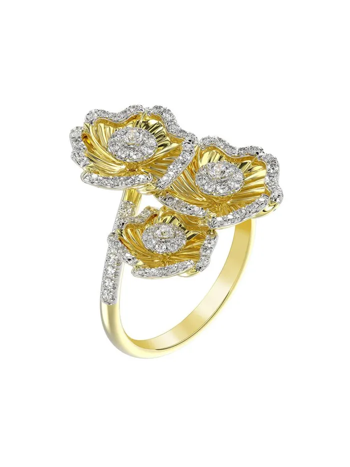 Women Marchesa Jewelry Halo Flower Yellow Gold Ring Yellow Gold Women Marchesa Jewelry Halo Flower Yellow Gold Ring Yellow Gold