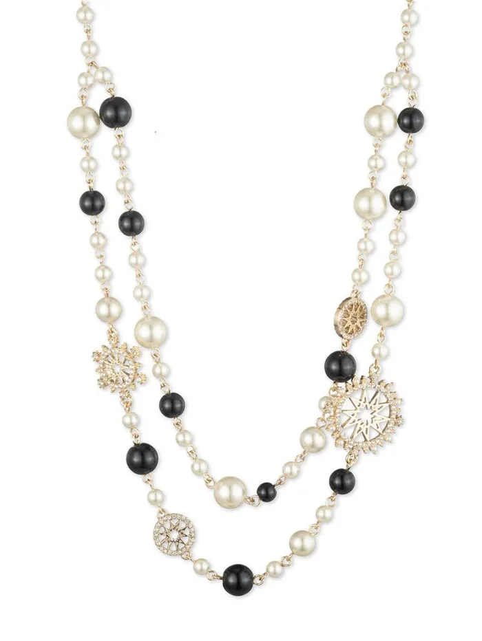 Women Marchesa Jewelry Pearl Collar Necklace Black