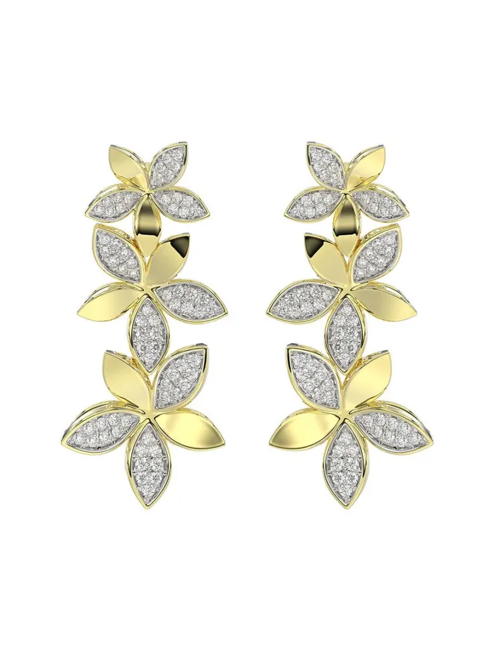 Women Marchesa Jewelry Wild Flower Yellow Gold Earrings Yellow Gold