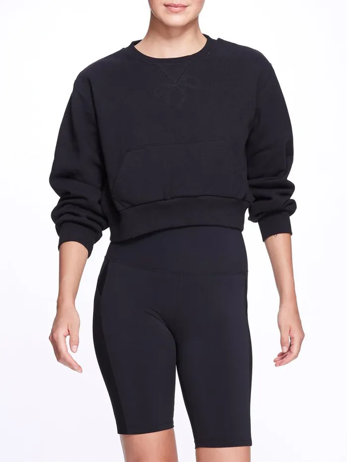 Women Marchesa Marchesa Active Women039s Black Crew Neck Cropped Sweatshirt With Mesh Cutout Back Black Women Marchesa Marchesa Active Women039s Black Crew Neck Cropped Sweatshirt With Mesh Cutout Back Black
