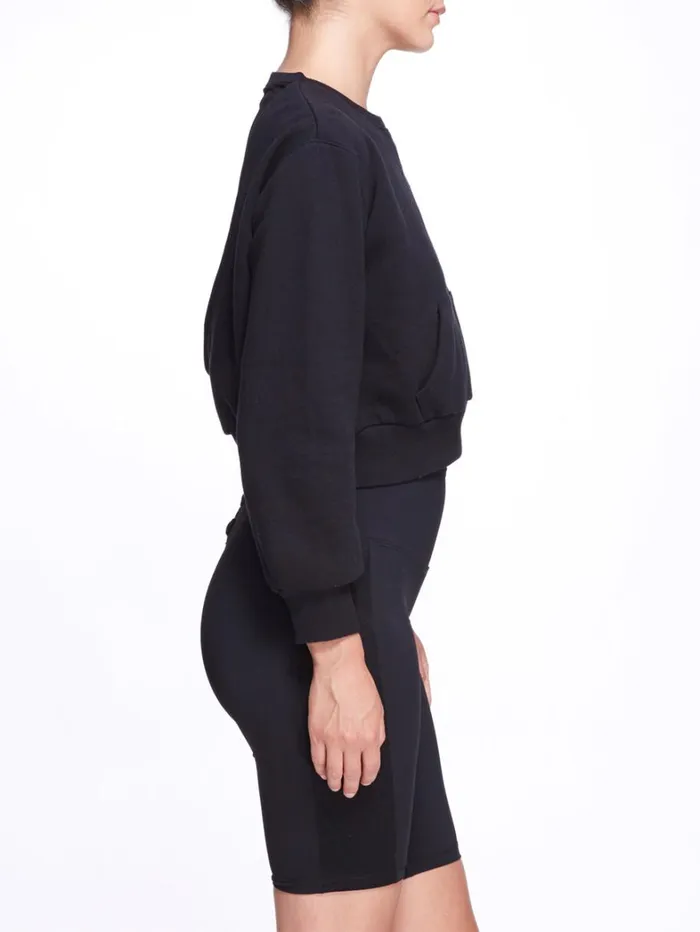 Women Marchesa Marchesa Active Women039s Black Crew Neck Cropped Sweatshirt With Mesh Cutout Back Black Women Marchesa Marchesa Active Women039s Black Crew Neck Cropped Sweatshirt With Mesh Cutout Back Black