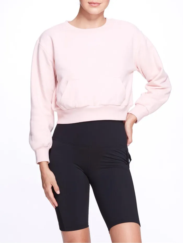 Women Marchesa Marchesa Active Women039s Blush Pink Crew Neck Cropped Sweatshirt With Mesh Cutout Back Blush Women Marchesa Marchesa Active Women039s Blush Pink Crew Neck Cropped Sweatshirt With Mesh Cutout Back Blush