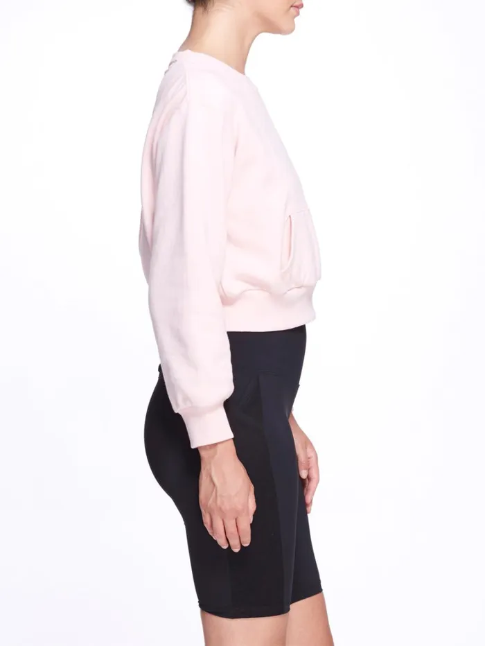 Women Marchesa Marchesa Active Women039s Blush Pink Crew Neck Cropped Sweatshirt With Mesh Cutout Back Blush