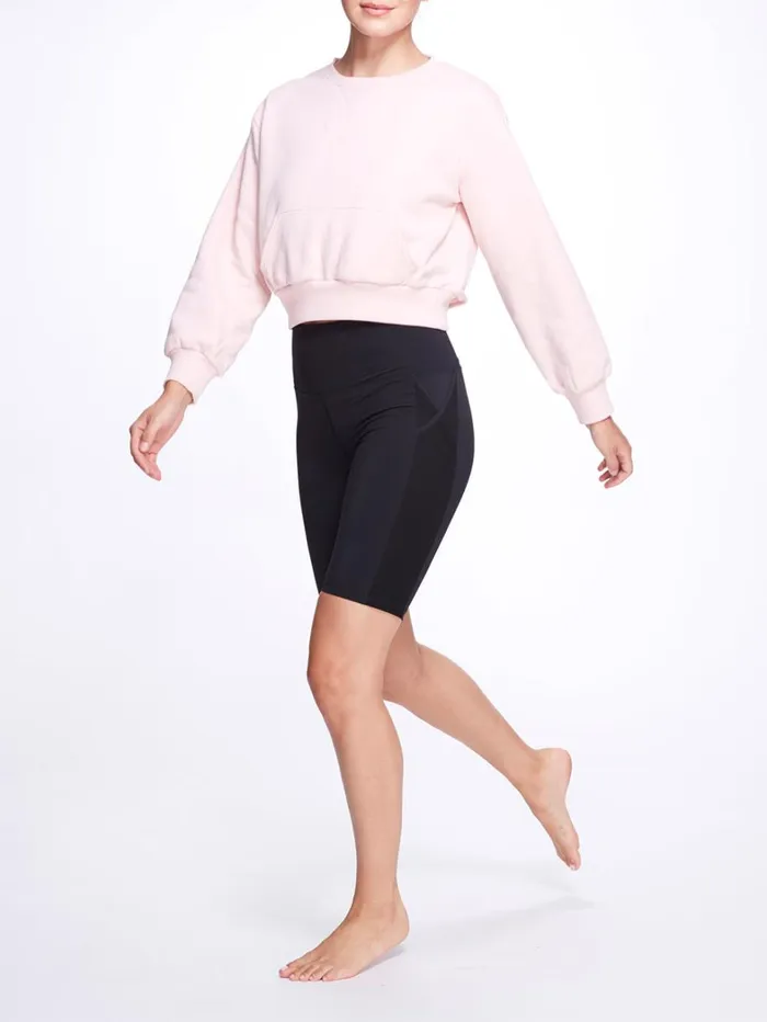 Women Marchesa Marchesa Active Women039s Blush Pink Crew Neck Cropped Sweatshirt With Mesh Cutout Back Blush