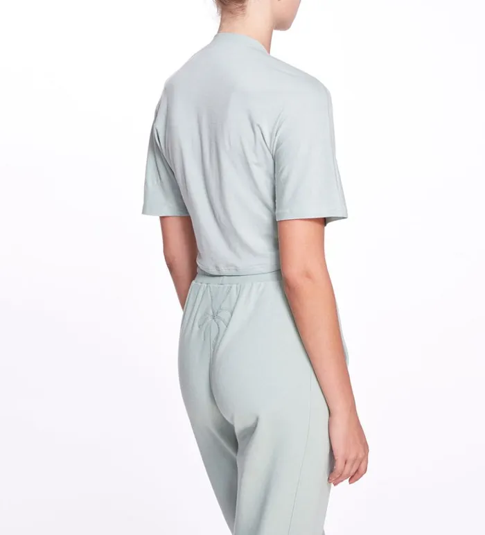 Women Marchesa Tops Sage Green Cropped TShirt With Front Twist Sage Women Marchesa Tops Sage Green Cropped TShirt With Front Twist Sage