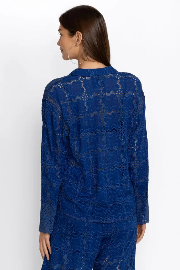 Women MARINA JOY RAYON SHIRT Sailor Blue Johnny Was Tops Women MARINA JOY RAYON SHIRT Sailor Blue Johnny Was Tops