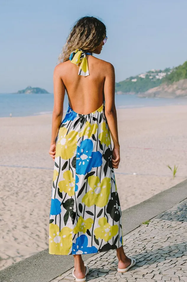 Women Maxi Dresses Cupshe Eryn Removable Straps Halter Neck Tie Cut Out AShape Dress Multicolor