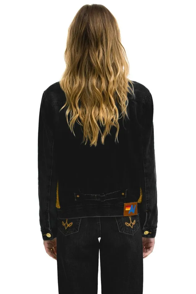 WomenMen Denim Aviator Nation Aspen Sherpa Unisex Denim Jacket 8211 Black Honey