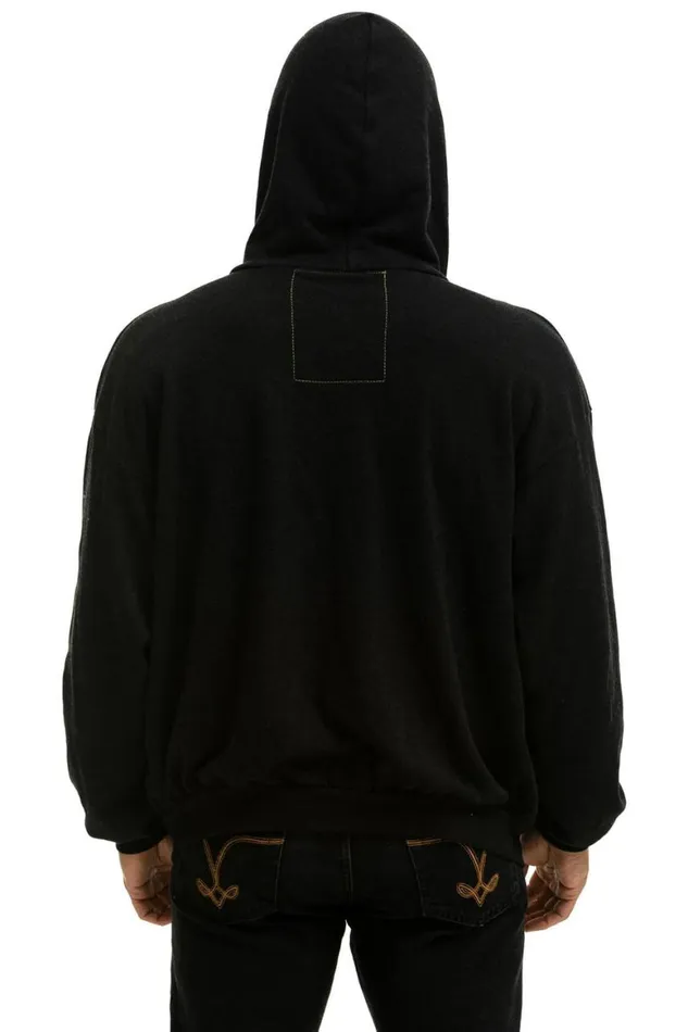 WomenMen Hoodies Aviator Nation 5 Stripe Hoodie 8211 Black Neon Rainbow