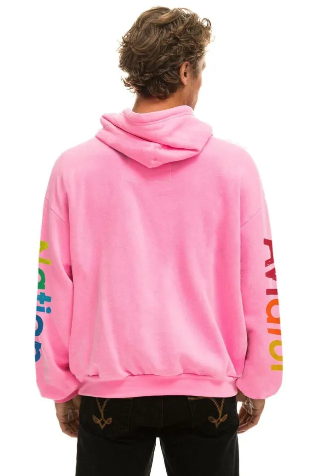WomenMen Hoodies Aviator Nation Aspen Relaxed Pullover Hoodie 8211 Neon Pink