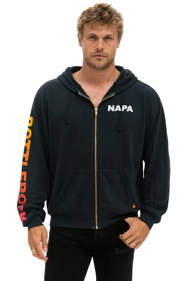 WomenMen Hoodies Aviator Nation Bottlerock 2024 Relaxed Zip Hoodie 8211 Charcoal