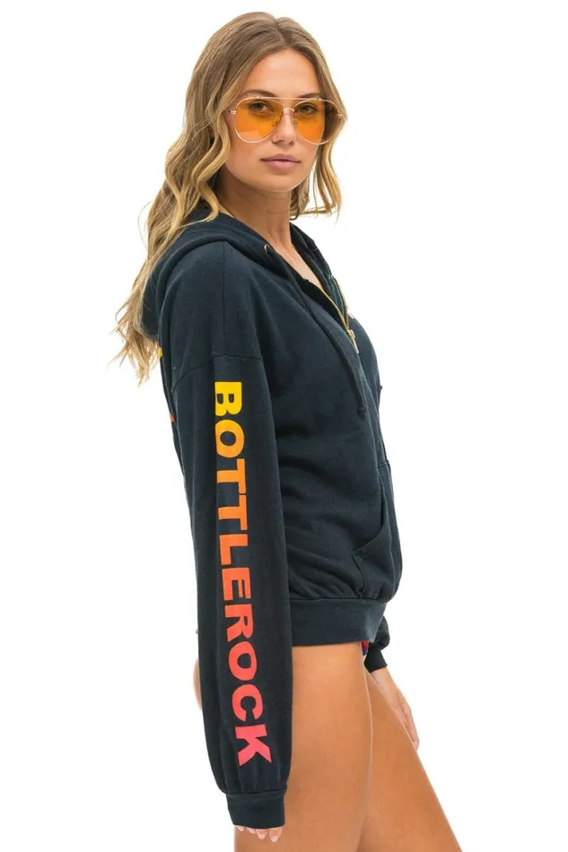 WomenMen Hoodies Aviator Nation Bottlerock 2024 Relaxed Zip Hoodie 8211 Charcoal