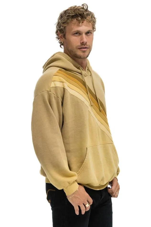 WomenMen Hoodies Aviator Nation Cross Stripe Relaxed Pullover Hoodie 8211 Faded Tan
